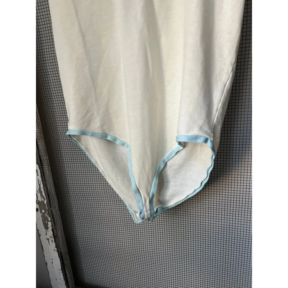 Free People Intimately V Neck Bodysuit Ribbed Tennis Country‎ Club Preppy large